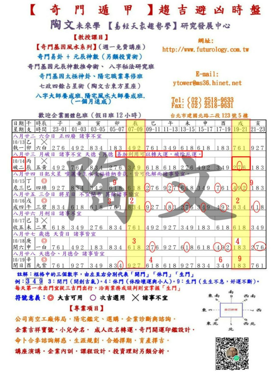 【奇門遁甲】陶文老師「5分鐘開運法」1013至1019