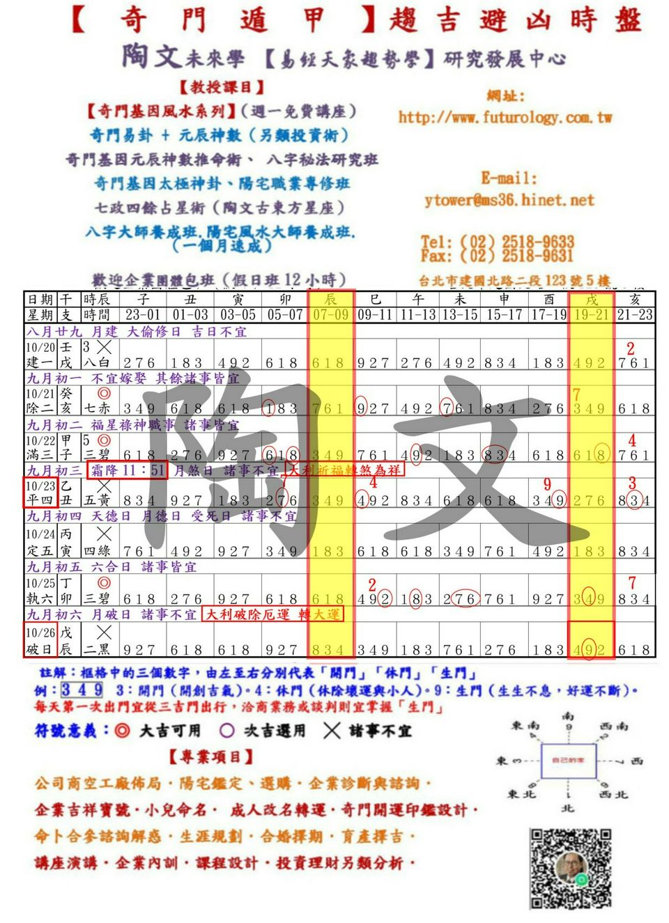 【奇門遁甲】陶文老師「5分鐘開運法」1020至1026 
