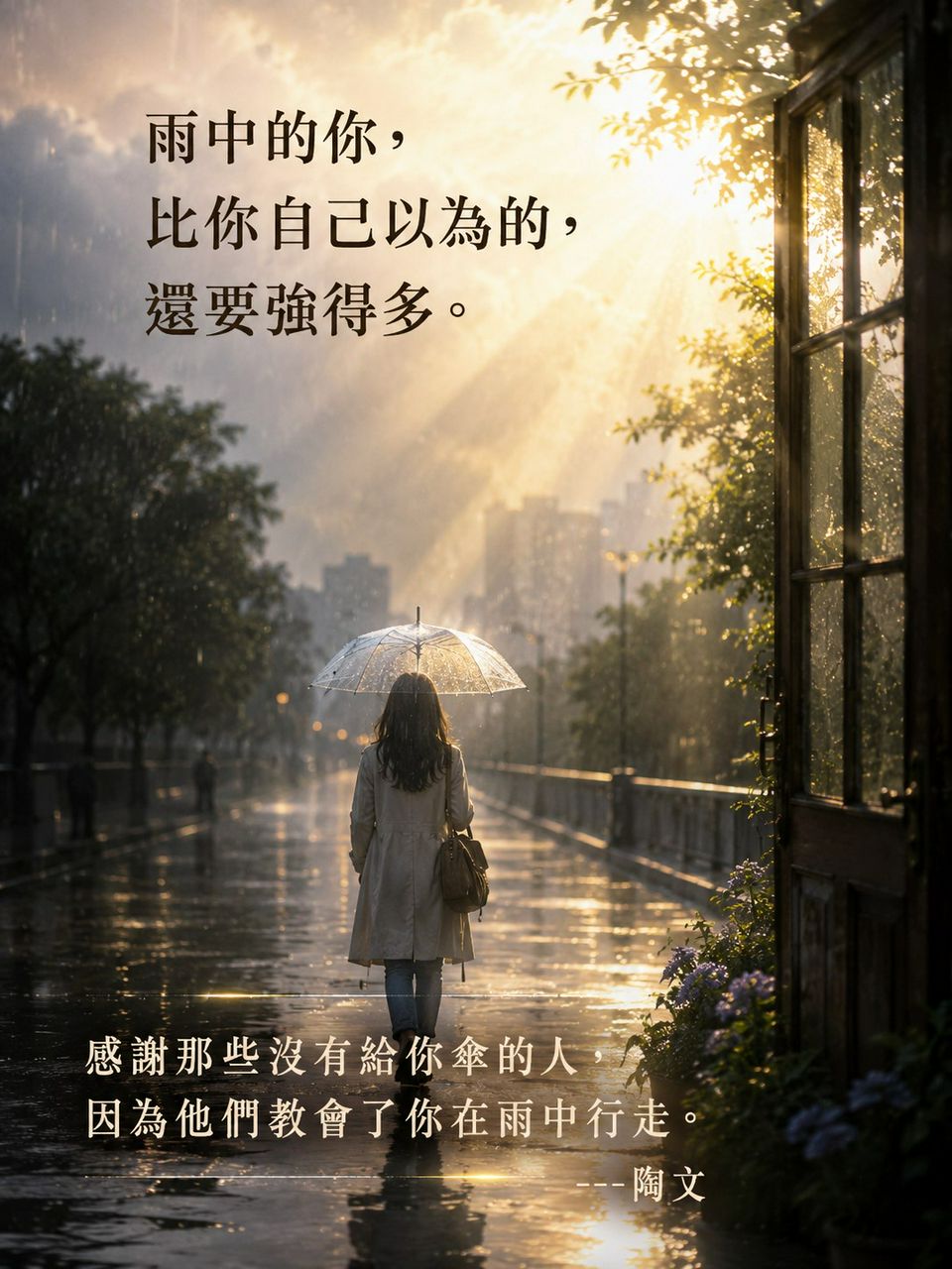 雨中的你，比你自己以為的，還要強得多。