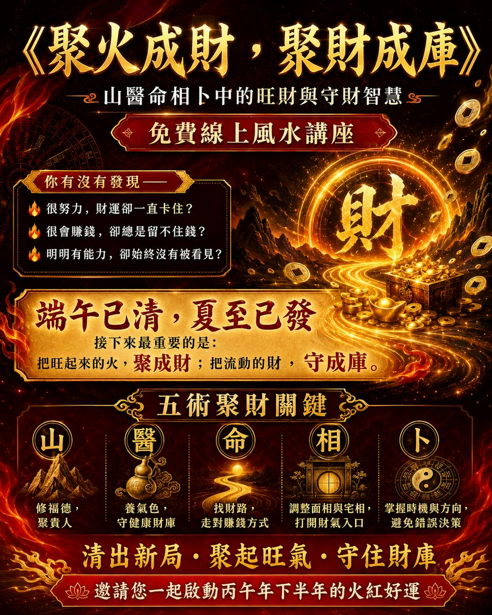 《聚火成財，聚財成庫》山醫命相卜中的旺財與守財智慧