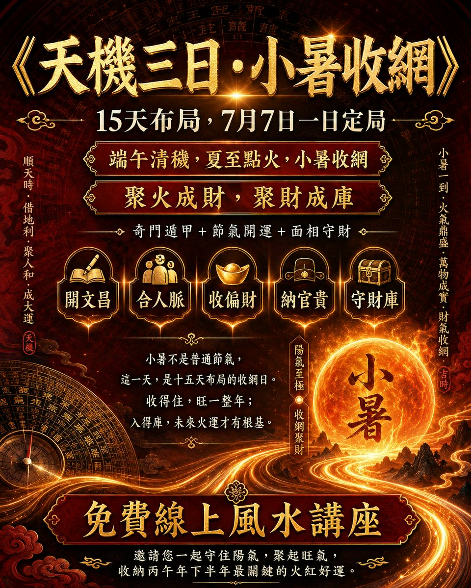 《天機三日 小暑收網》15天布局,7月7日一日定局