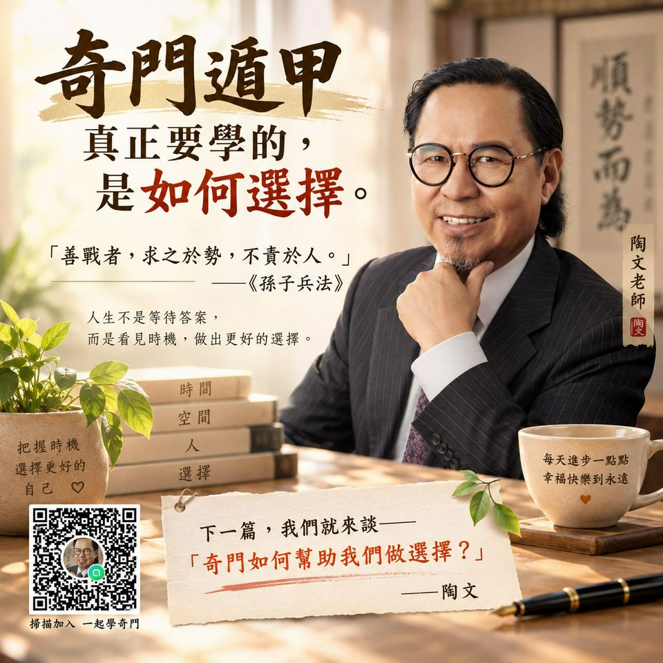 「奇門遁甲真正要學的，是如何選擇。」